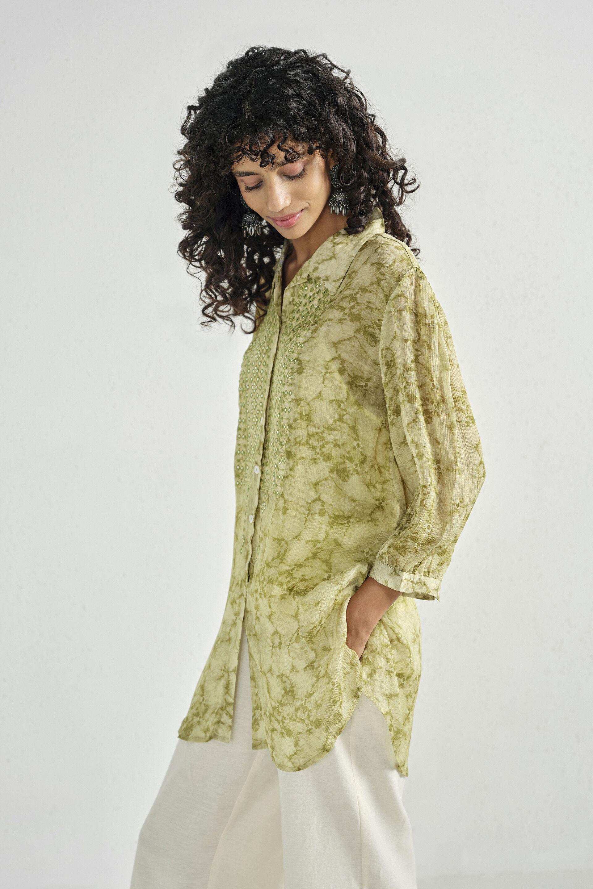 Tanvika Sage Shirt Tunic, Sage Green, image 3